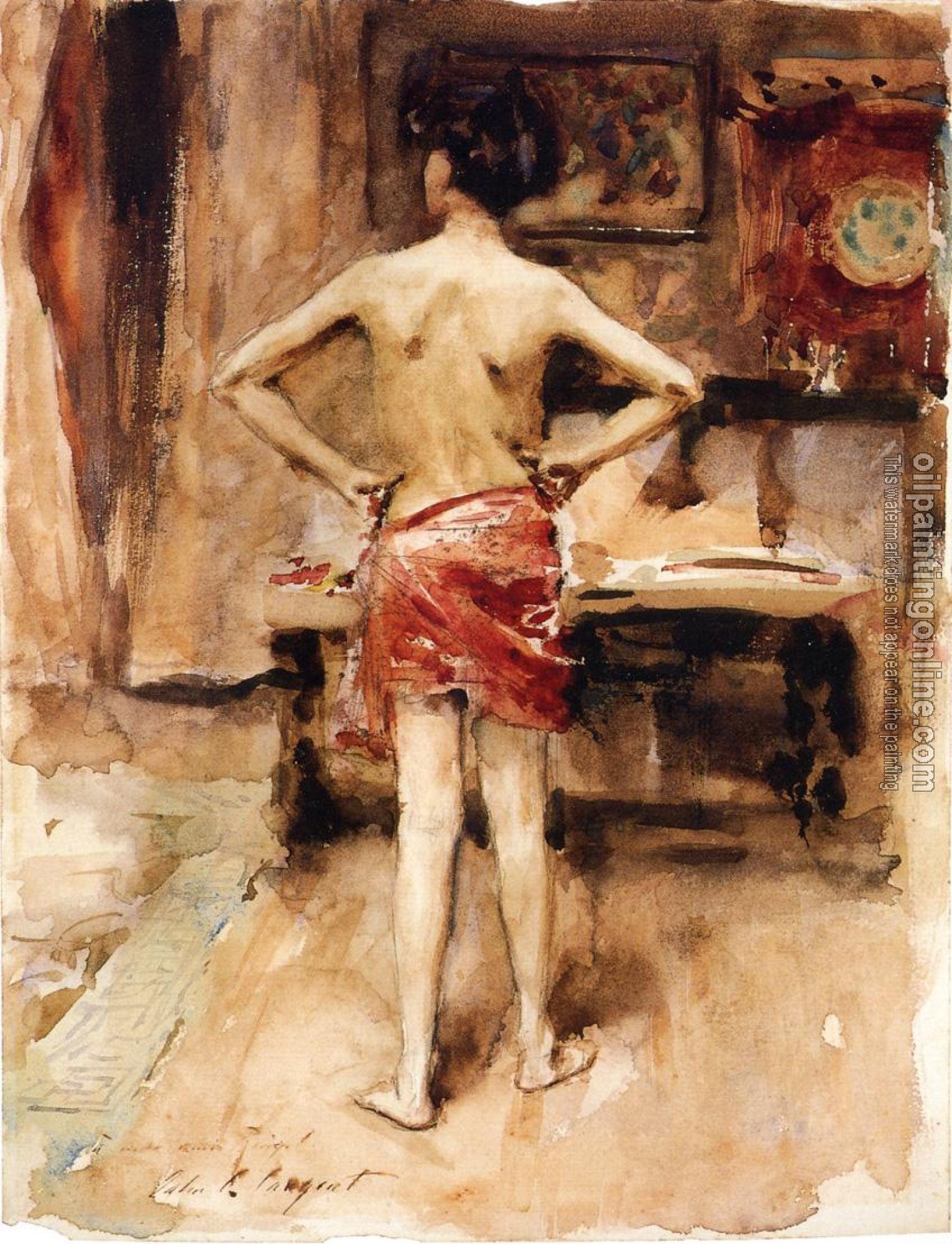 Sargent, John Singer - Interior with Standing Figure